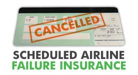 scheduled airline failure not covered.